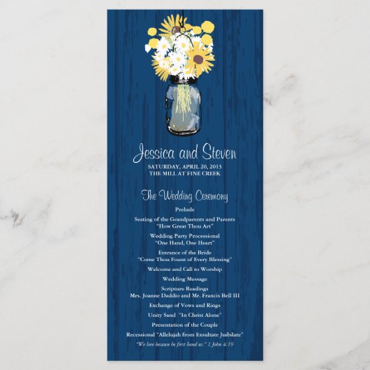 Rustic Wood Mason Jar et programme Fleur sauvage (Devant)