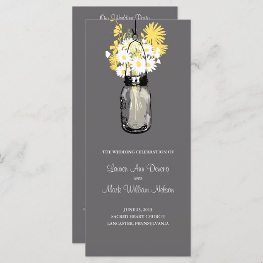 Rustic Wood Mason Jar et programme Fleur sauvage (Devant / Derrière)