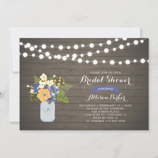 Rustic Wood & Mason Jar Invitation à la douche nup (Devant)