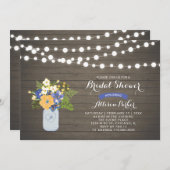 Rustic Wood & Mason Jar Invitation à la douche nup (Devant / Derrière)