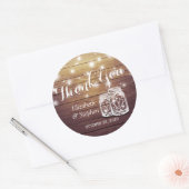 Rustic Wood Mason Jar Lamp Wedding Favor Ronde Sticker (Envelop)