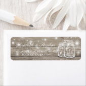 Rustic Wood Mason Jar String Light Wedding Address Etiket (Insitu)