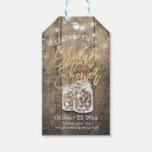 Rustic Wood Mason Jar String Lights Vrijgezellenfe Cadeaulabel (Voorkant)