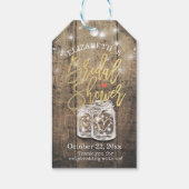 Rustic Wood Mason Jar String Lights Vrijgezellenfe Cadeaulabel (Achterkant)