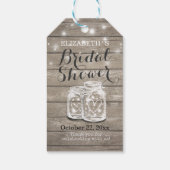 Rustic Wood Mason Jar String Lights Vrijgezellenfe Cadeaulabel (Achterkant)