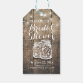 Rustic Wood Mason Jar String Lights Vrijgezellenfe Cadeaulabel (Achterkant)