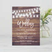 Rustic Wood Mason Jar String Lights Wedding Kaart (Staand voorkant)