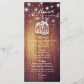 Rustic Wood & Mason Jar String Lights Wedding Menu (Voorkant)