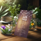 Rustic Wood & Mason Jar String Lights Wedding Menu