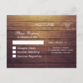 Rustic Wood & Mason Jar String Lights Wedding RSVP Uitnodiging Briefkaart (Achterkant)