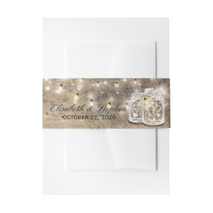 Rustic Wood Mason Jar String Lights Wedding Shower Uitnodigingen Wikkel