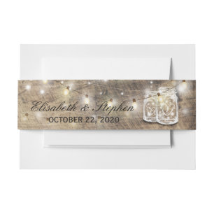 Rustic Wood Mason Jar String Lights Wedding Shower Uitnodigingen Wikkel