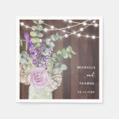 Rustic Wood Mason Jar Wedding Servet (Voorkant)