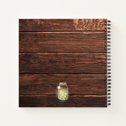 Rustic Wood Mason String Lights Mariage livre d'in (Dos)