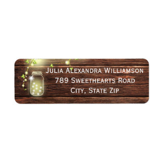 Rustic Wood Mason String Lights Return Address Etiket