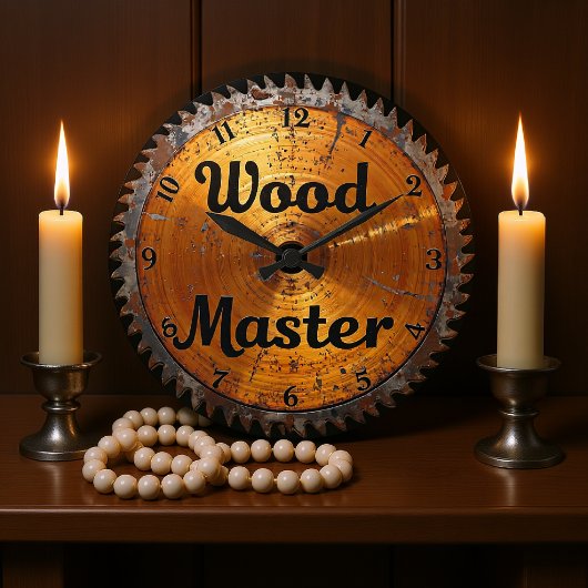 Rustic Wood Master Saw Blade Grote Klok