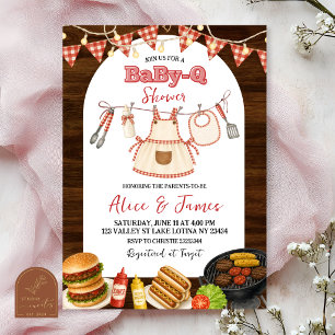 Rustic Wood Meisje BabyQ Baby Shower Uitnodiging