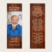 Rustic Wood Memorial Signet de la carte de prière  (Devant & derrière)