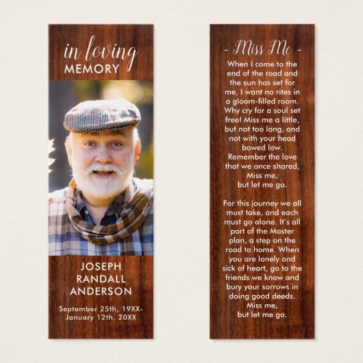 Rustic Wood Memorial Signet funéraire (Devant & derrière)