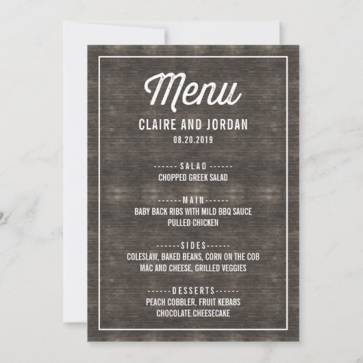 Rustic Wood Menu Kaart RWC (Voorkant)