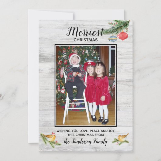 Rustic Wood Merriest kerstNatuur Foto (Voorkant)