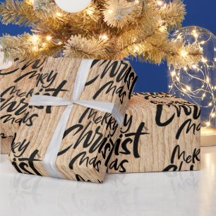 Rustic Wood Merry Christmas Christelijk Christ Cadeaupapier