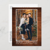Rustic Wood Merry-kerstfoto Briefkaart (Voorkant / Achterkant)