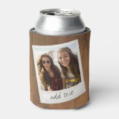 Rustic Wood met Lijst vierkant fototoestel Blikjeskoeler (Blikje Voorkant)