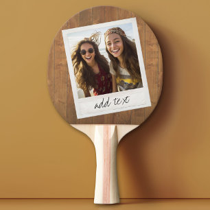 Rustic Wood met Lijst vierkant fototoestel Tafeltennisbatje