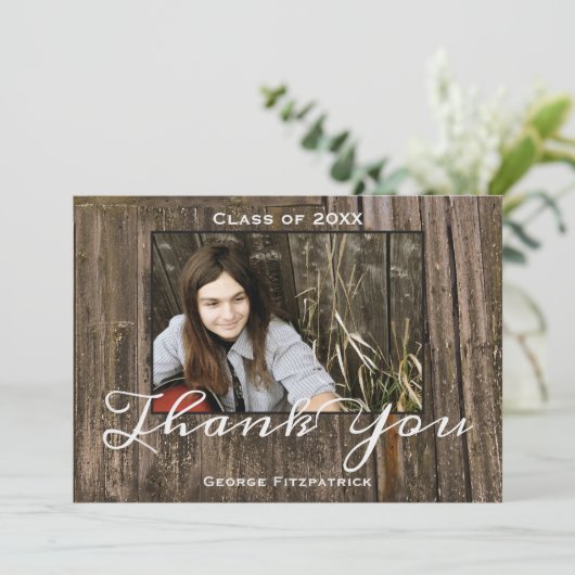 Rustic Wood Modèle photo Graduation secondaire (Debout devant)