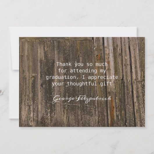 Rustic Wood Modèle photo Graduation secondaire (Dos)