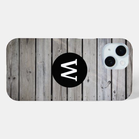 Rustic Wood Monogram Case-Mate iPhone Case (Achterkant (horizontaal))