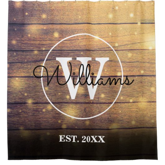 Rustic Wood Monogram Douchegordijn (Voorkant)