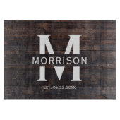 Rustic Wood Monogram Familienaam Snijplank (Voorkant)