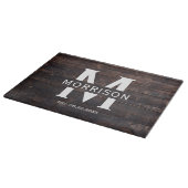 Rustic Wood Monogram Familienaam  Snijplank (Hoek)