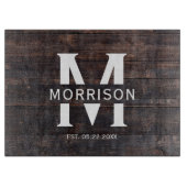 Rustic Wood Monogram Familienaam  Snijplank (Voorkant)