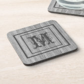 Rustic Wood Monogram gepersonaliseerd Bier Onderzetter (Linkerzijde)