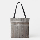 Rustic Wood Monogram horizontaal Stripe Grey Draagtas (Achterkant)