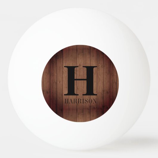 Rustic Wood Monogram  Pingpongballen (Voorkant)