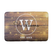 Rustic Wood Monogram script Badmat (Voorkant)