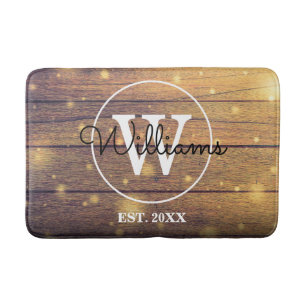 Rustic Wood Monogram script Badmat