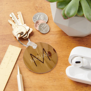 Rustic Wood Monogram Sleutelhanger