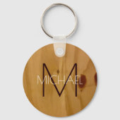 Rustic Wood Monogram Sleutelhanger (Achterkant)