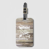Rustic Wood Monogrammed Bagagelabel (Voorkant (verticaal))