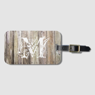 Rustic Wood Monogrammed Bagagelabel