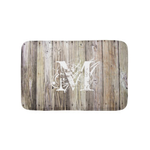 Rustic Wood Monogrammed Bath Mat
