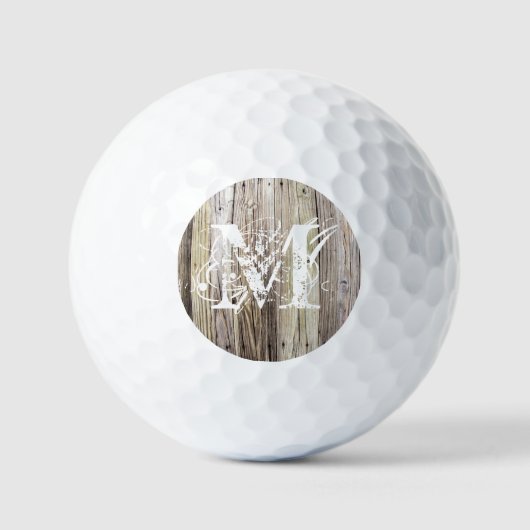 Rustic Wood Monogrammed Golfballen (Voorkant)