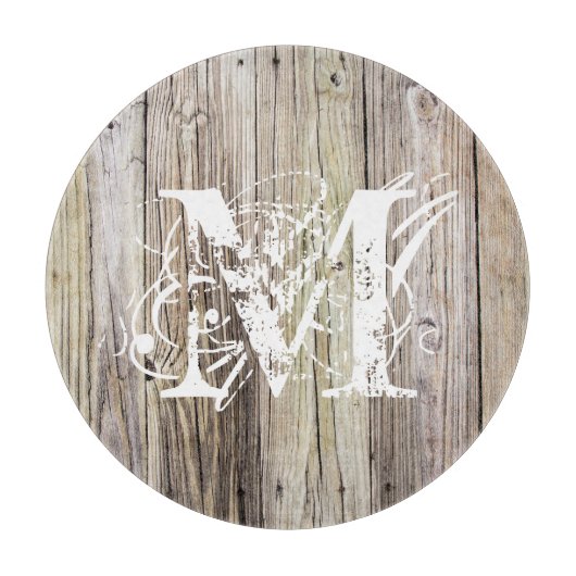 Rustic Wood Monogrammed Snijplank (Voorkant)