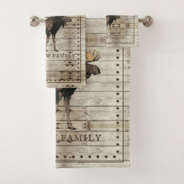 Rustic Wood Moose Towel Bad Handdoek