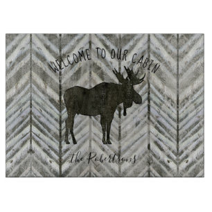 Rustic Wood Moose Welkom op onze Cabin Lodge Snijplank